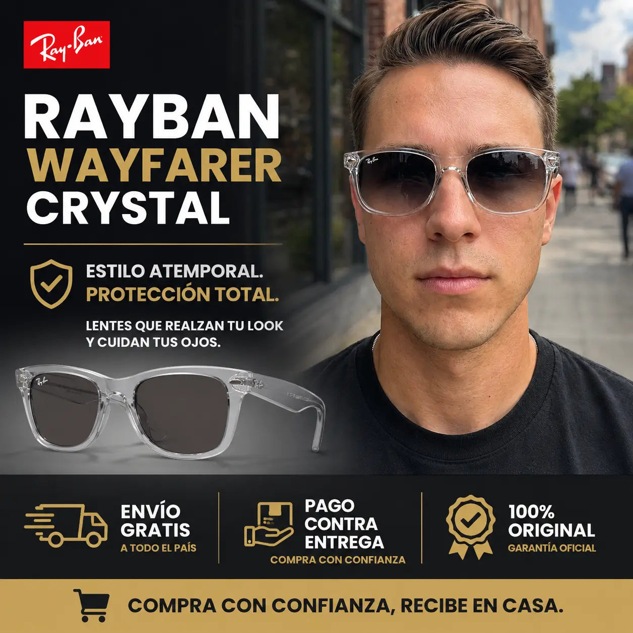 Ray-Ban Wayfarer Crystal | Smoke Premium