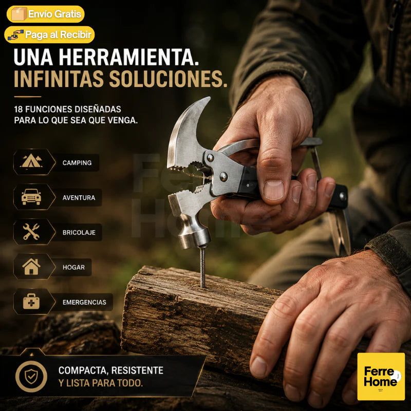 Martillo Multiusos 18 en 1: Todo lo que necesitas en una sola mano