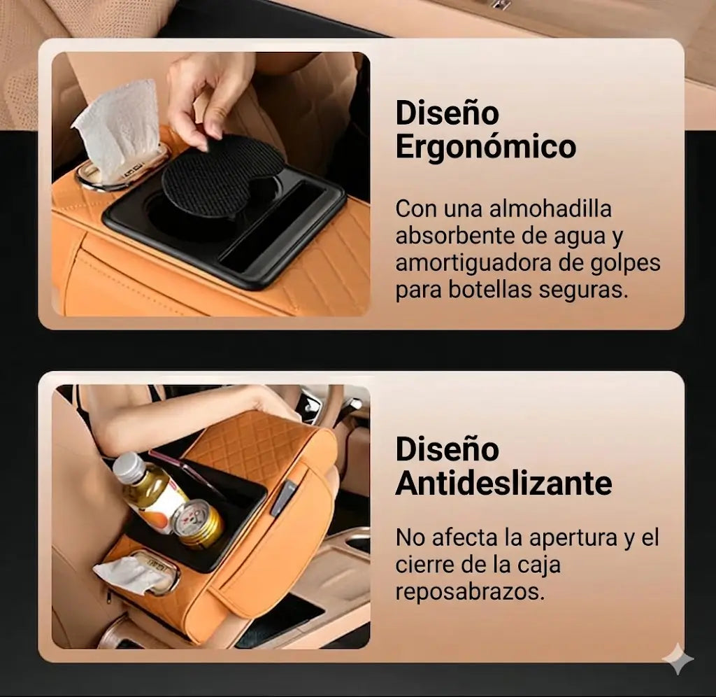 Reposabrazos Premium Multifuncional: Conduce sin Fatiga y Mantén tu Carro Impecable