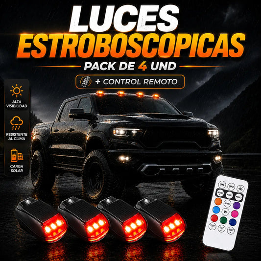 Luces Estroboscópicas Solares Para Carro Premium | PACK de 4 Unidades