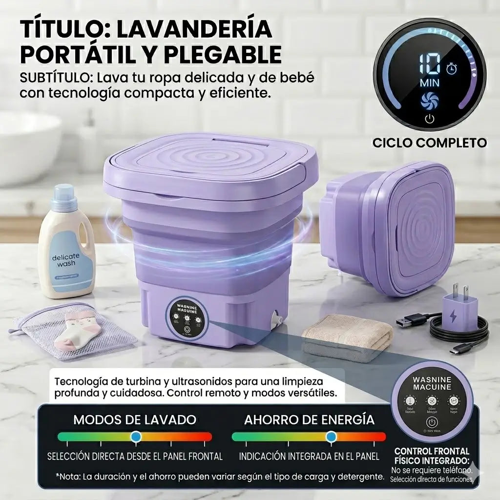 Ahorra tiempo y esfuerzo lavando tu ropa delicada con esta mini lavadora plegable