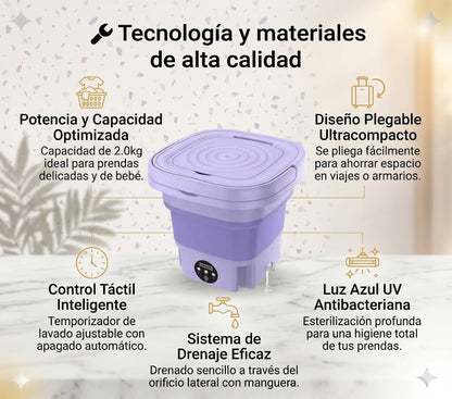 Ahorra tiempo y esfuerzo lavando tu ropa delicada con esta mini lavadora plegable