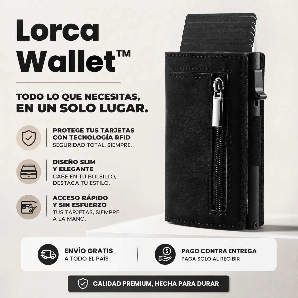 Lorca Wallet™ | La billetera delgada que organiza todo tu día